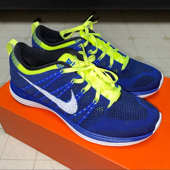 Nike Flyknit Lunar One+ Game Royal/Volt - Size 8.5 Men - Picture 9 of 10